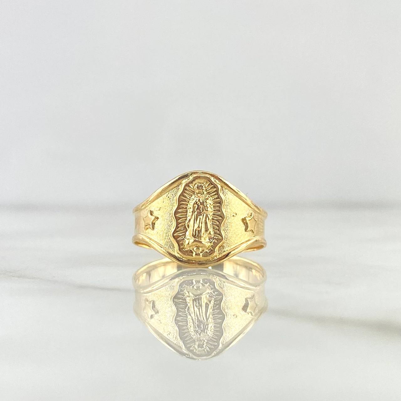 Anillo Sello Virgen Guadalupe Estrellado 2.1gr / T8 1/2 / Oro Amarillo 18K