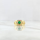 Anillo Lineas Basteadas 1.65gr / T6 3/4 / Circon Verde Oro Amarillo