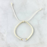 Pulsera Blanca Bola Deseos 3mm Bolas Diamantadas 2 Und Oro Amarillo