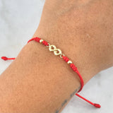 Pulsera Roja Infinito 0.4gr / 3mm Bolas Lisas 2 Und Oro Amarillo