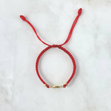 Pulsera Roja San Benito Medalla 1gr / 4mm Bolas Diamantadas 2 Und Oro Amarillo