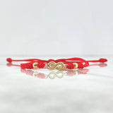 Pulsera Roja Infinito 0.45gr / 4mm Bolas Lisas 2 Und Oro Amarillo