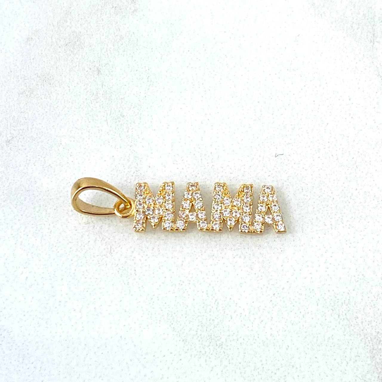 Dije MAMÁ 1.1gr / 2.5cm / Circones Blancos Oro Amarillo