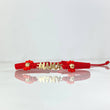 Pulsera Roja MAMÁ Flores 0.8gr / 4mm Bolas Diamantadas 2 Und Oro Amarillo