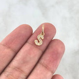 Dije Letra S Cursiva 0.6gr / 1.6cm / Circones Blancos Oro Amarillo