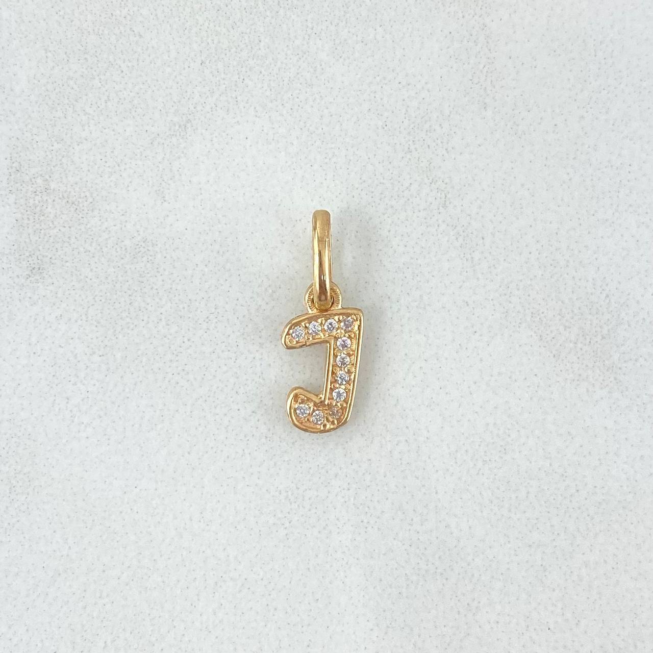 Dije Letra J Cursiva 0.6gr / 1.6cm / Circones Blancos Oro Amarillo