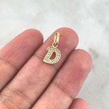 Dije Letra D Cursiva 0.7gr / 1.7cm / Circones Blancos Oro Amarillo