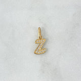 Dije Letra Z Cursiva 0.75gr / 1.7cm / Circones Blancos Oro Amarillo