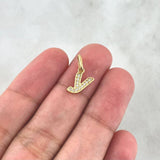 Dije Letra Y Cursiva 0.65gr / 1.7cm / Circones Blancos Oro Amarillo 18K