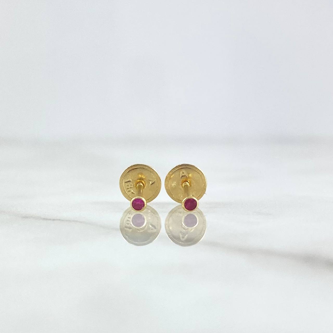 Topos Bisel 0.4gr / 2mm Circon Fucsia Oro Amarillo ©