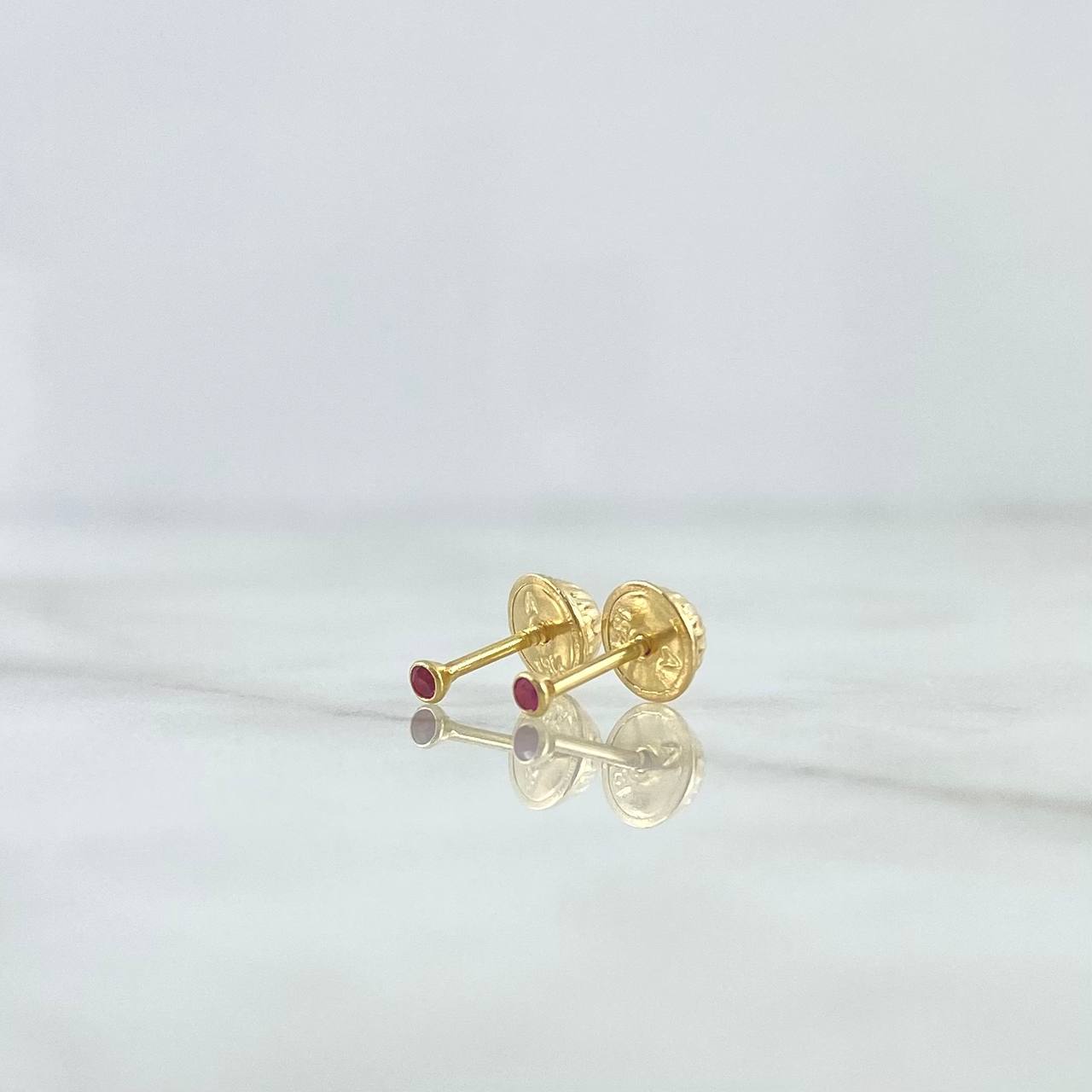 Topos Bisel 0.35gr / 2mm Circon Fucsia Oro Amarillo