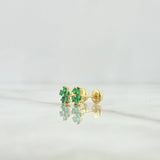 Topos Flor Cinco Petalos 1.15gr / 7mm Circones Verdes Oro Amarillo 18K