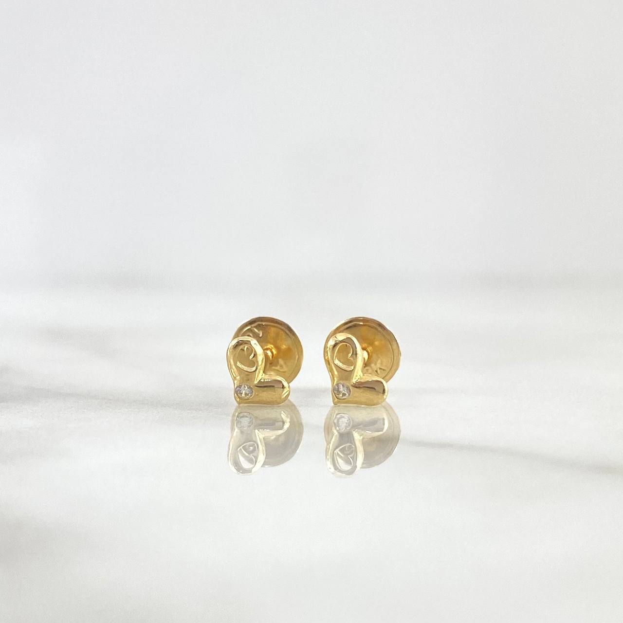 Topos Corazón Parcial 0.6gr / 4.5mm Circon Blanco Oro Amarillo *