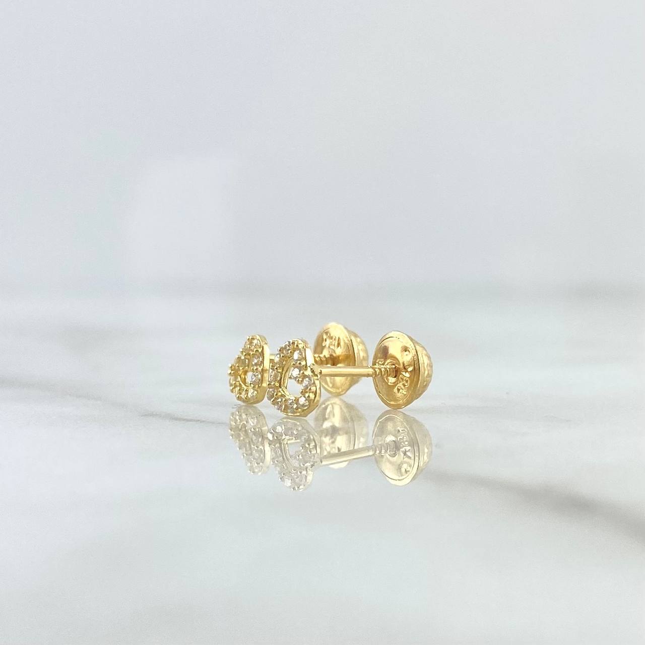 Topos Corazón Mini 0.7gr / 5mm Circones Blancos Oro Amarillo *