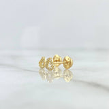 Topos Corazón Mini 0.65gr / 5mm Circones Blancos Oro Amarillo 18K *