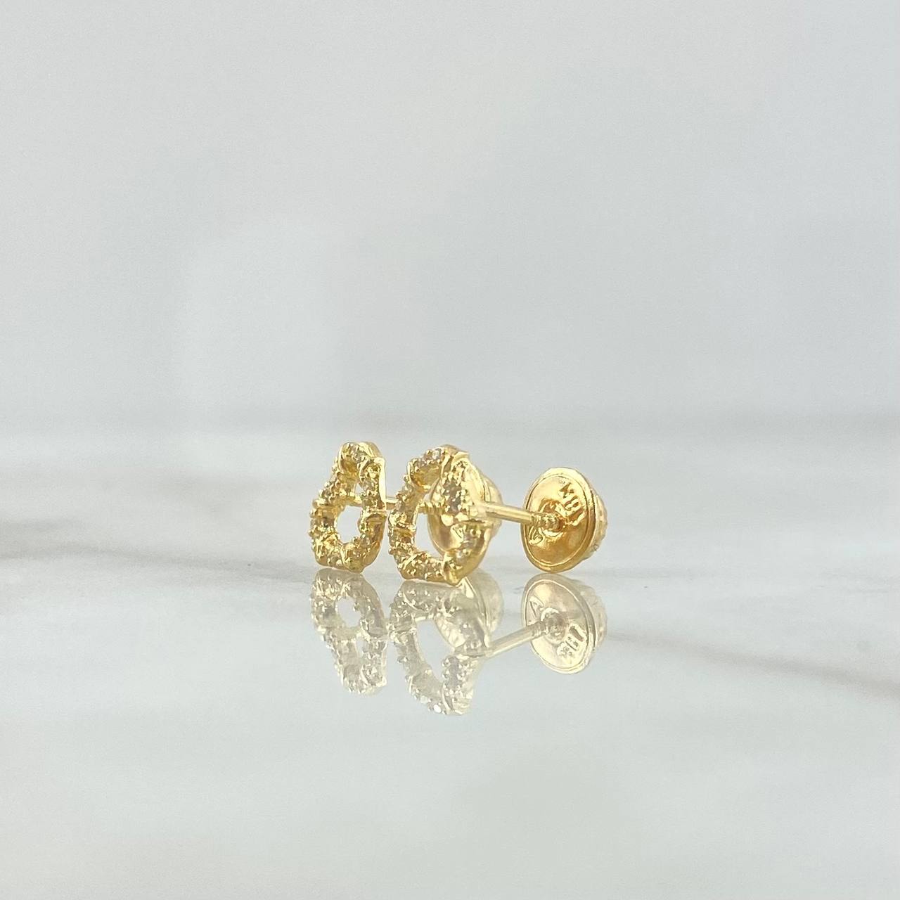 Topos Corazón Enlazado 0.95gr / 7mm Circones Blancos Oro Amarillo *