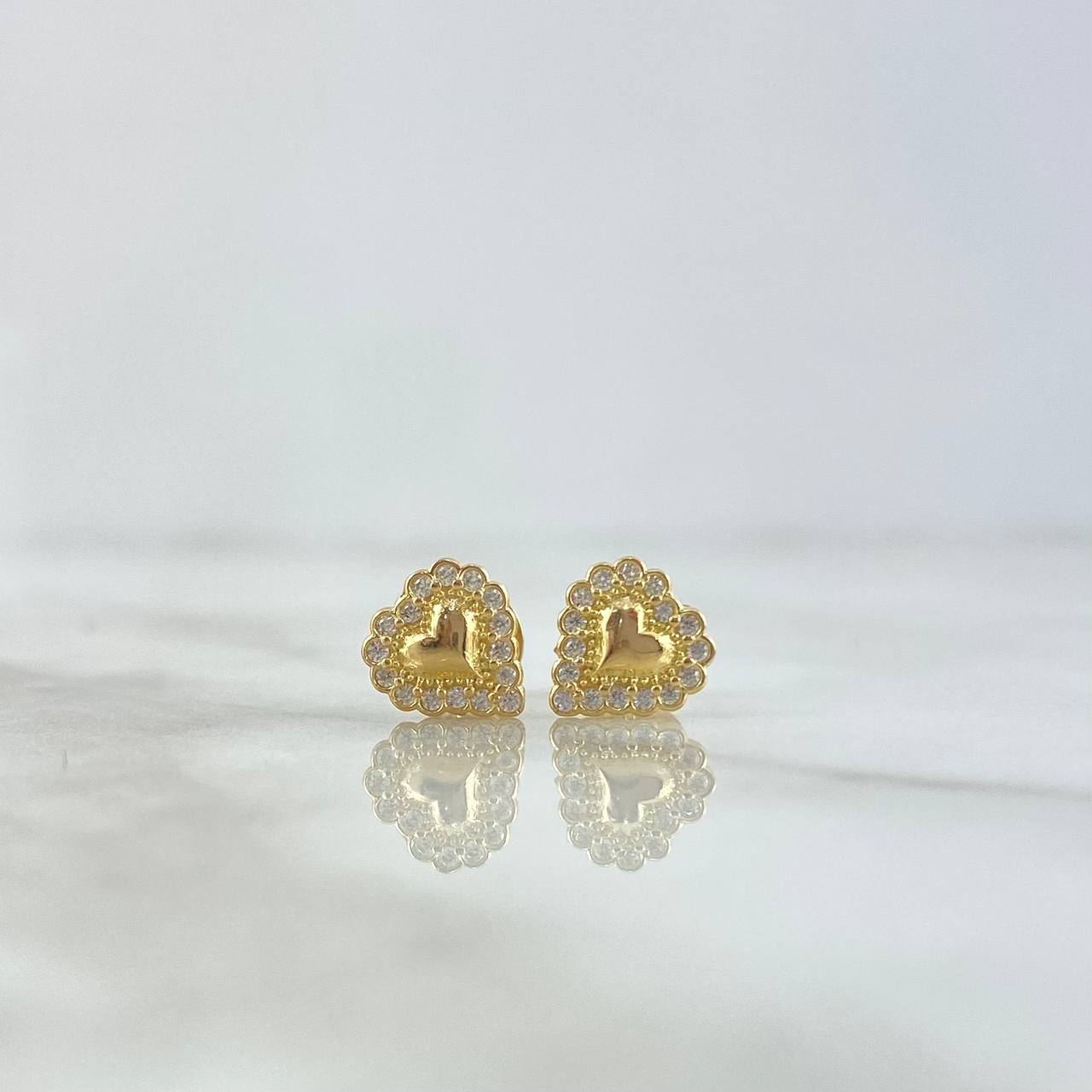 Topos Corazón Bordado 1.2gr / 8.5mm Circones Blancos Oro Amarillo *