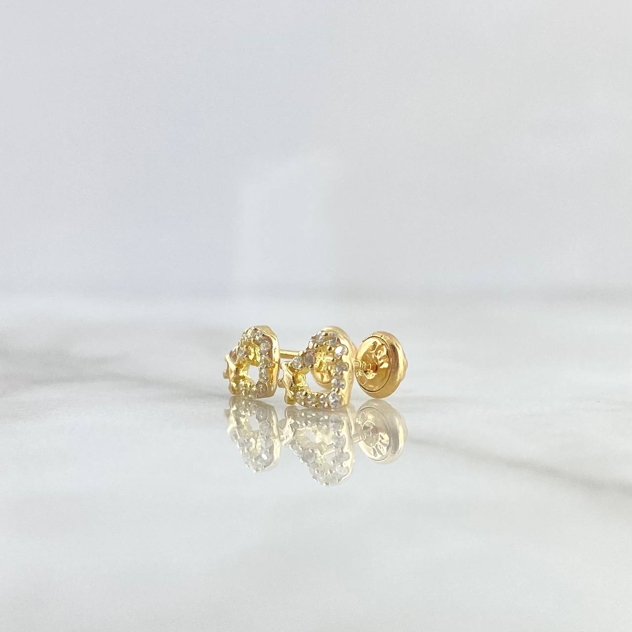 Topos Corazón Coronado 0.95gr / 6mm Circones Blancos Oro Amarillo