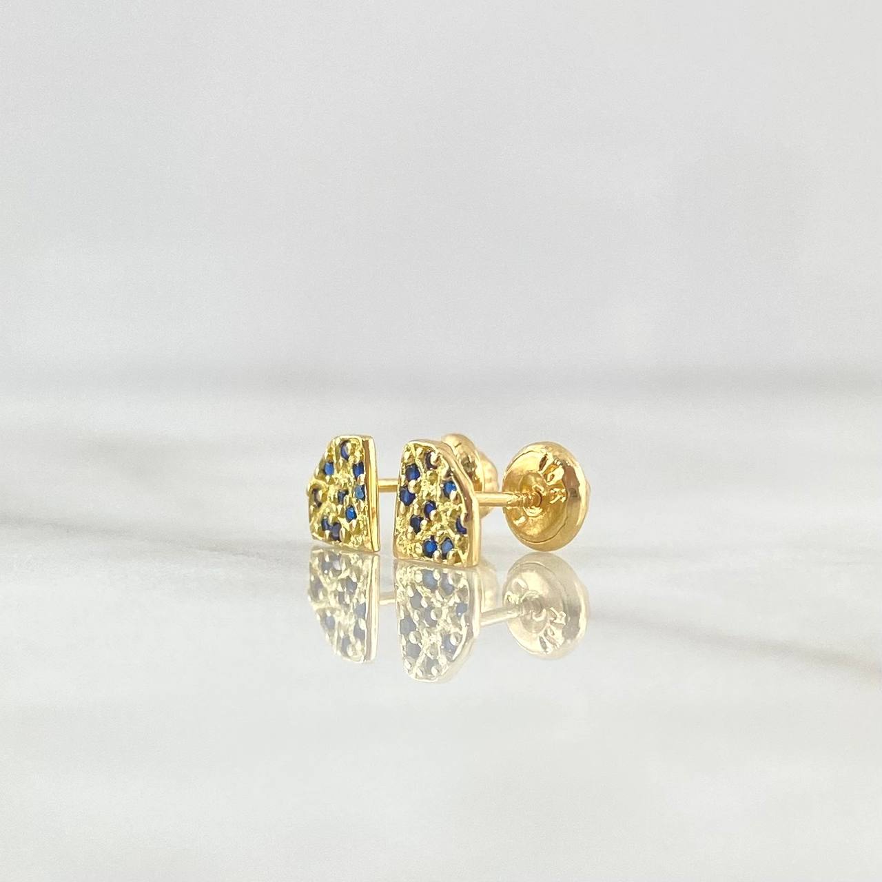 Topos Diamante 0.9gr / 6.5mm Circones Azules  Oro Amarillo