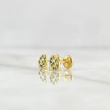 Topos Diamante 0.9gr / 6.5mm Circones Azules  Oro Amarillo