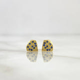 Topos Diamante 0.9gr / 6.5mm Circones Azules  Oro Amarillo