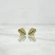 Topos Mano Hamsa Rayada 0.8gr / 7.5mm Circones Verdes Y Blancos Oro Amarillo