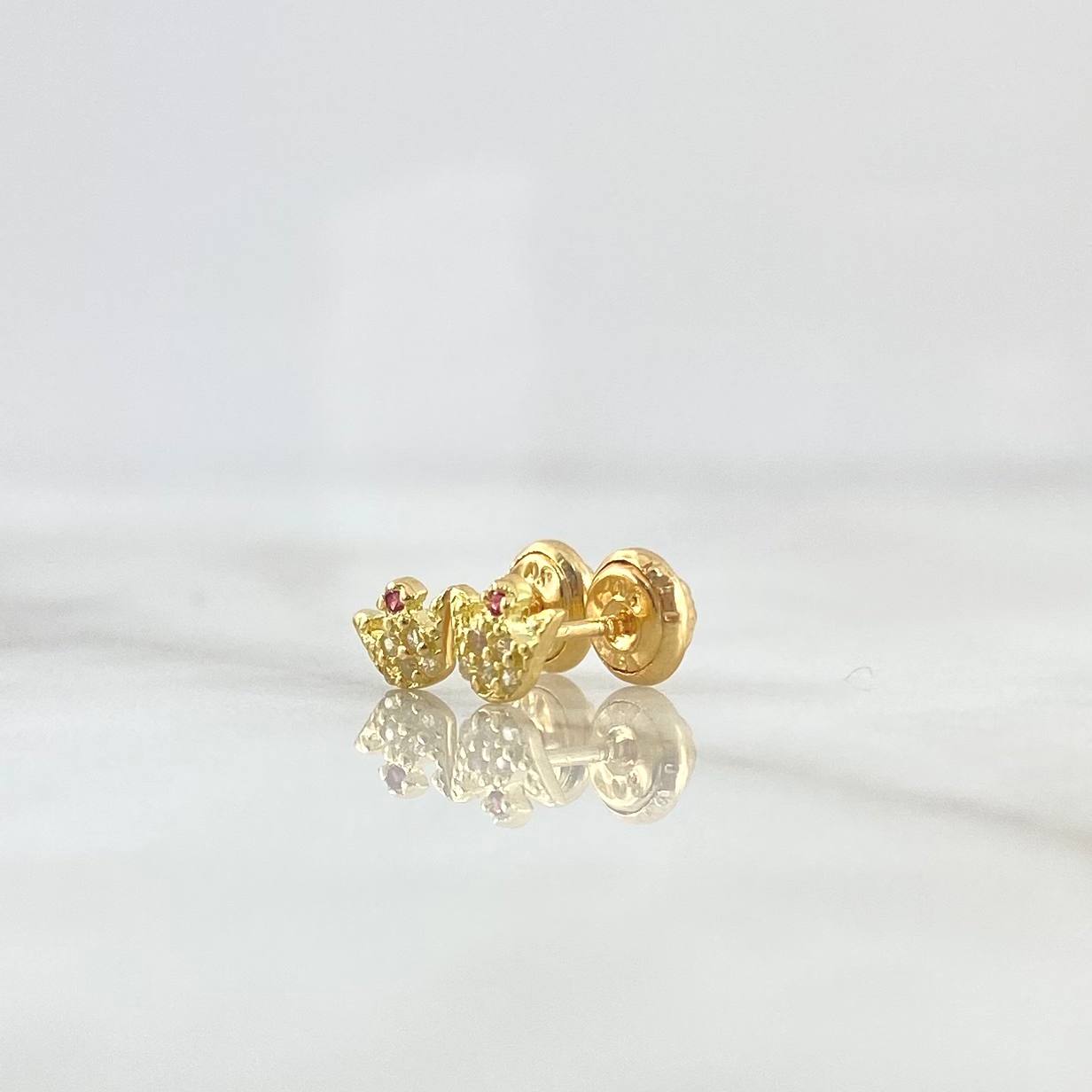 Topos Corona Princesa 0.7gr / 5mm Circon Fucsia Y Blancos Oro Amarillo