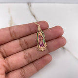 Dije Virgen Guadalupe 2.85gr / 3.5cm / Circones Fucsia Verdes Oro Rosa $