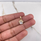 Dije Huella 0.8gr / 1.5cm / Circones Blancos Oro Amarillo $