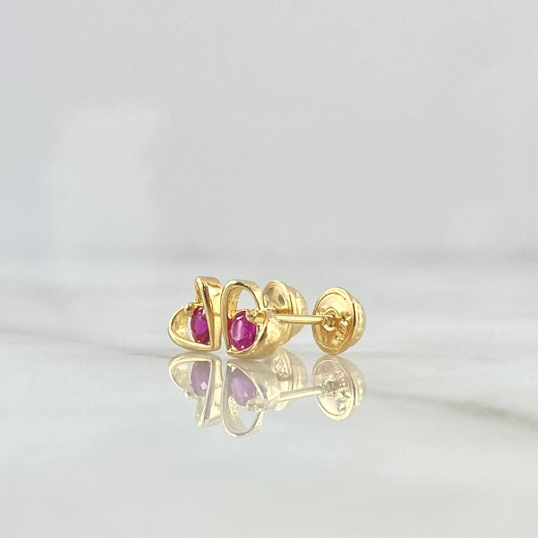 Topos Corazón Silueta 1gr / 6mm Circon Fucsia Oro Amarillo *