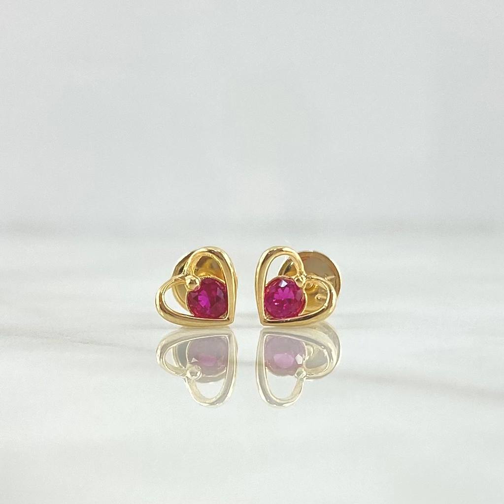 Topos Corazón Silueta 1gr / 6mm Circon Fucsia Oro Amarillo *