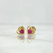 Topos Corazón Silueta 1gr / 6mm Circon Fucsia Oro Amarillo *