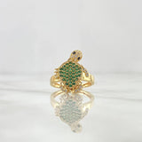 Anillo Tortuga Reticulada 3.45gr / T5 1/4 / Circones Blancos . Negros Y Verdes Oro Amarillo