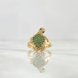 Anillo Tortuga Reticulada 3.65gr / T5 / Circones Blancos . Negros Y Verdes Oro Amarillo