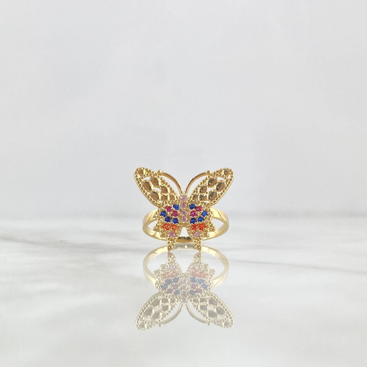 Anillo Mariposa 3.9gr / T6 3/4 / Circones Multicolor Oro Amarillo