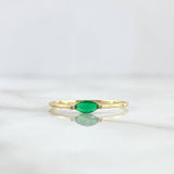 Anillo Solitario Marquesa Horizontal 0.9gr / T8 3/4 / Circon Verde Oro Amarillo