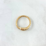 Anillo Serpiente Escamada 2.95gr / T7 3/4 / Circones Blancos Oro Amarillo