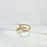 Anillo Corazon Enlazado 3.1gr / T7 1/4 / Circones Blancos Oro Amarillo