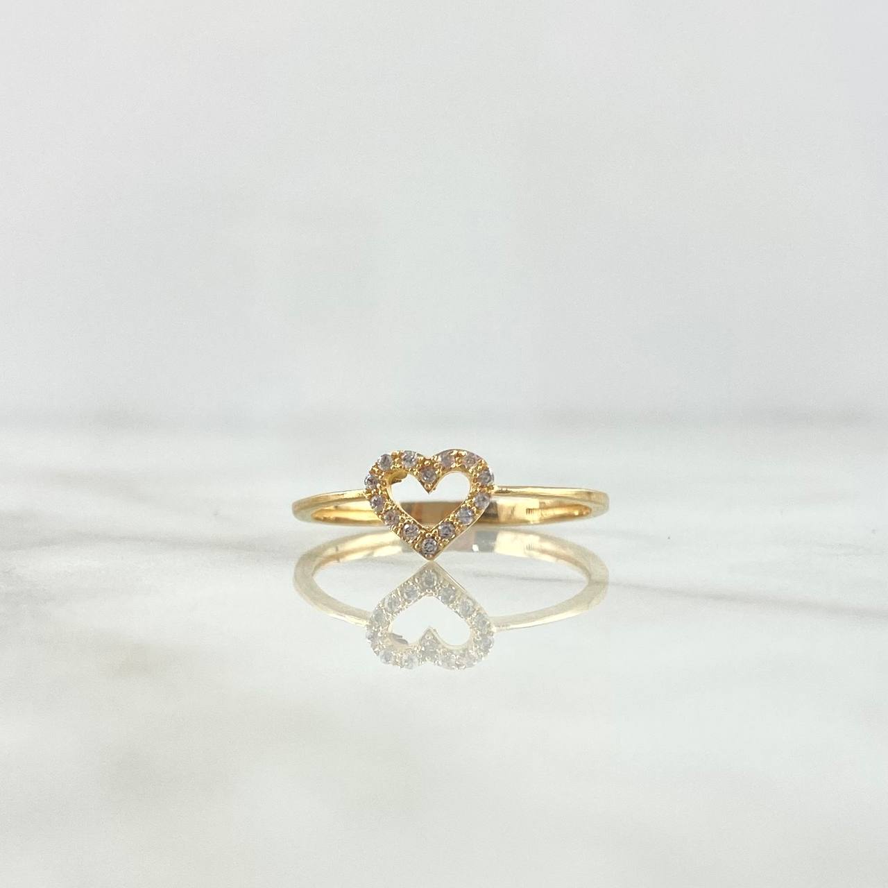 Anillo Corazón 0.95gr / T6 / Circones Blancos Oro Amarillo