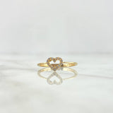 Anillo Silueta Corazon 0.95gr / T6 1/4 / Circones Blancos Oro Amarillo