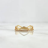 Anillo Corona Zigzag 1.85gr / T5 1/2 / Circones Blancos Oro Amarillo