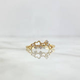 Anillo Corona De Corazones 1.2gr / T7 / Circones Blancos Oro Amarillo