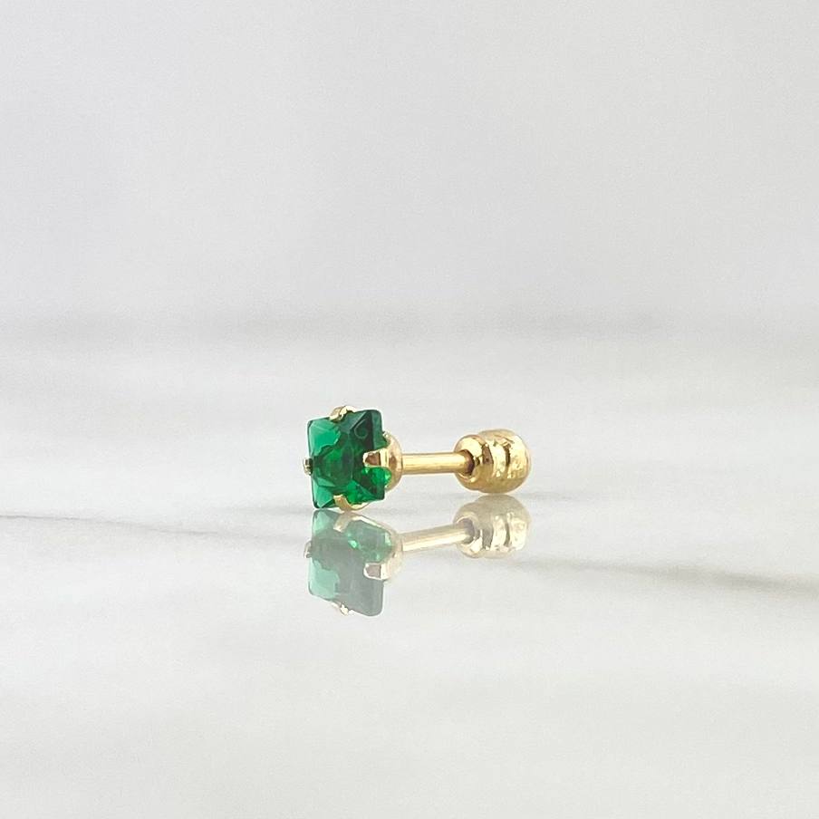 Piercing Chispa Cuatro Garras 0.3gr / 1.3cm / Circon Verde Oro Amarillo (Joya)