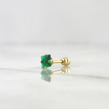 Piercing Chispa Cuatro Garras 0.3gr / 1.3cm / Circon Verde Oro Amarillo (Joya)