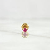 Piercing Chispa Cuatro Garras 0.3gr / 1.2cm / Circon Fucsia Oro Amarillo (Joya)