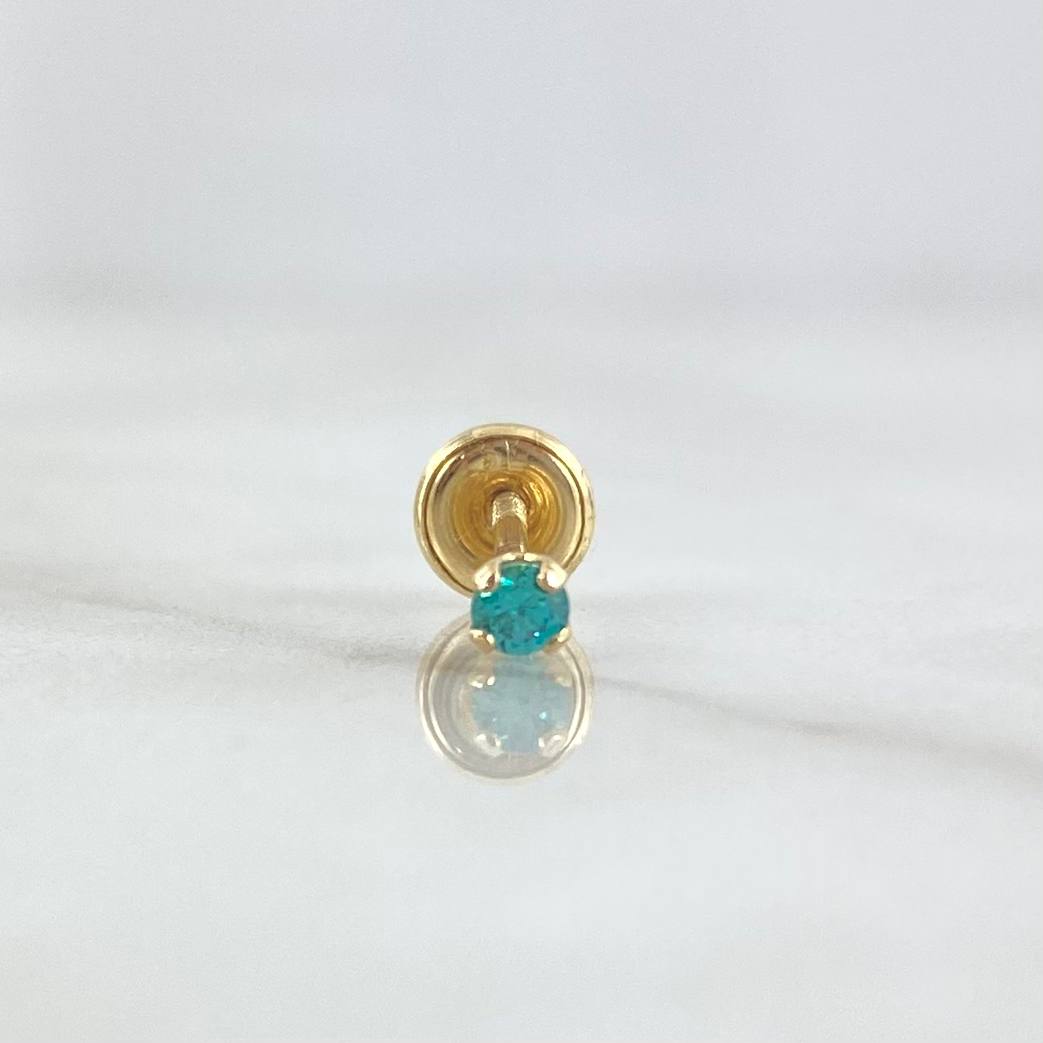 Piercing Chispa Cuatro Garras 0.3gr / 1.2cm / Circon Celeste Oro Amarillo (Joya)