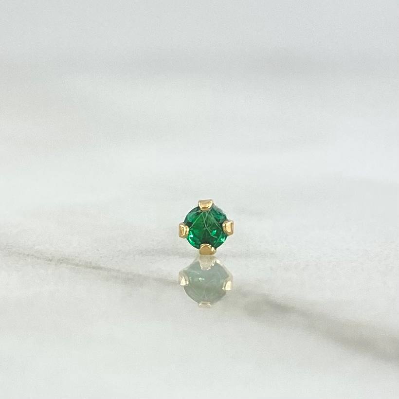 Piercing Chispa Fija 0.1gr / 1cm / Circon Verde Oro Amarillo 18K (Joya)