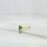 Piercing Chispa Fija 0.1gr / 1cm / Circon Verde Oro Amarillo 18K (Joya)