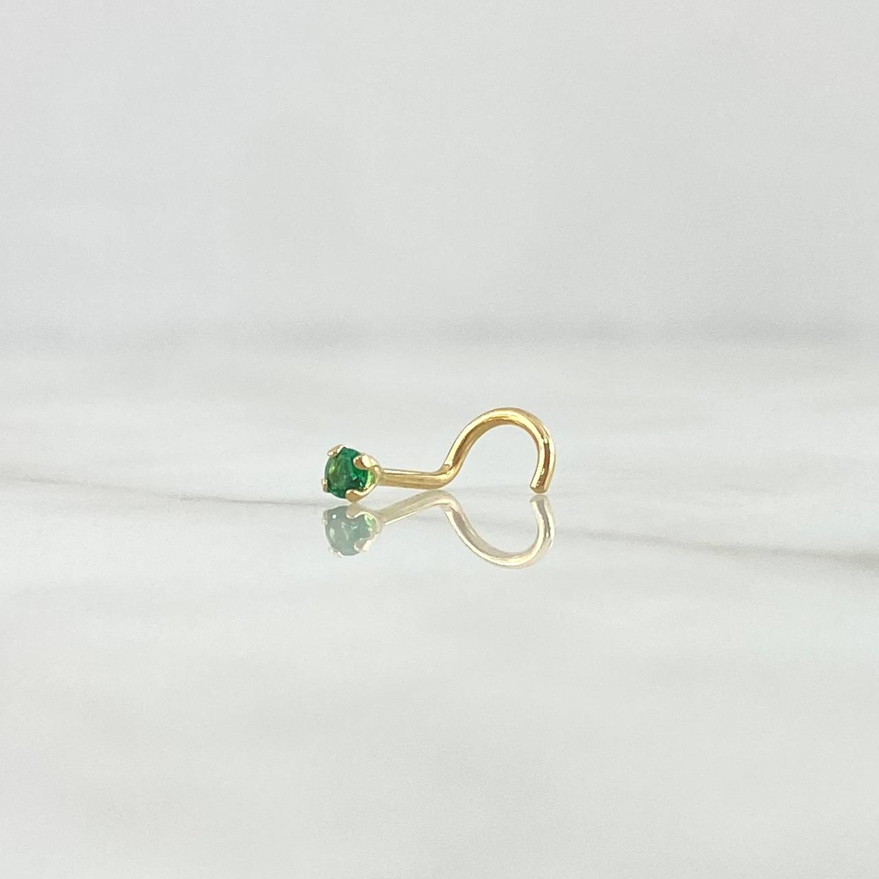 Piercing Chispa Cuatro Garras Curvo 0.2gr / 1cm / Circon Verde Oro Amarillo (Joya)