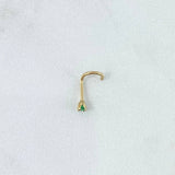 Piercing Curvo Chispa Fija 0.15gr / 1cm / Circon Verde Oro Amarillo 18K (Joya)